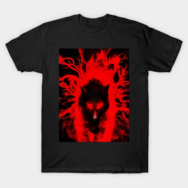 Shadow Wolf Energy Surge T-Shirt by Blackwolf24